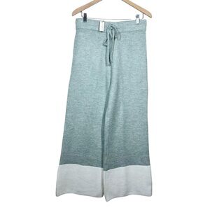 World Market women’s green white wide leg high rise sweater pants size l/xl